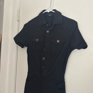 Women's black denim pant jumpsuit